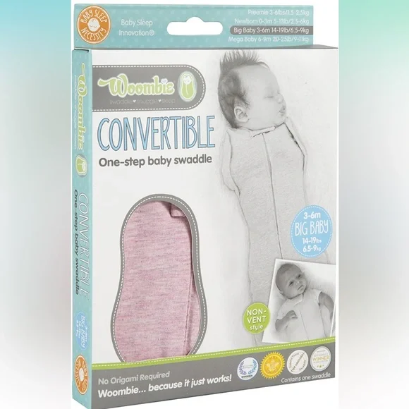 Woombie Convertible Baby Swaddling Blanket (3-6mo), Pink Posey 14-19 lbs NWOT - Picture 7 of 11